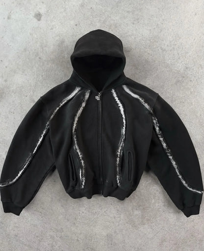 Rhinestone design zipper up