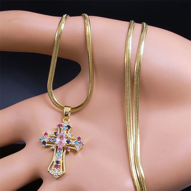 Vintage Shiny Zircon Cross